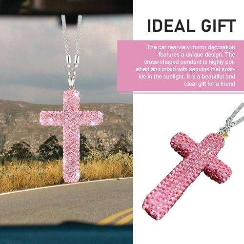 Bling Cross Car Hanging Accessories, Crystal Rhinestone Rear - Product Imagery