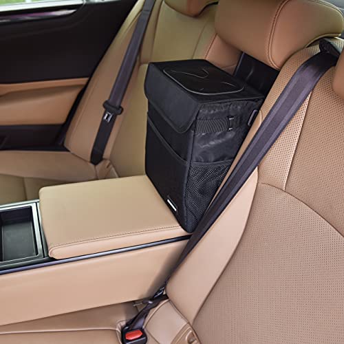SIBOFUEGO Cute Car Trash Can with Lid, Collapsible, Leak-Proof, - Product Imagery