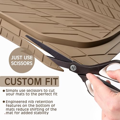 CAR PASS Heavy Rubber Car Floor Mats, Deep Waterproof Car Mats - Product Imagery