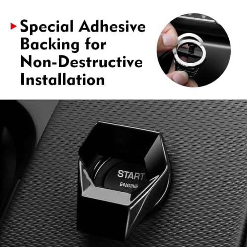 Car Engine Start/Stop Button Cover, Zinc Alloy Push Start Button - Product Imagery