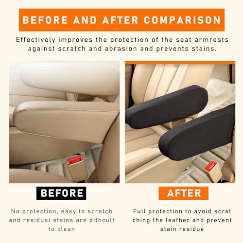 Kewucn 2 PCS Car Front Seat Armrest Covers, Elastic Fabric Auto - Product Imagery