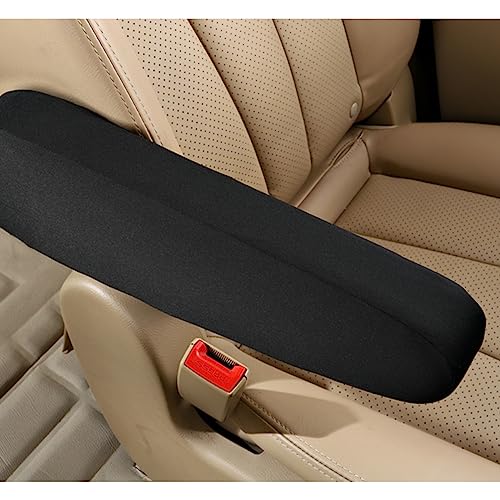 AUCELI 2PCS Cloth Fabric Car Armrest Covers for Front Seat, Black - Product Imagery
