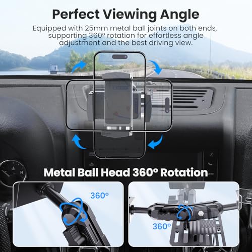 DIAMOOKY Metal Adjustable Phone Mount for Jeep Wrangler JK JKU - Product Imagery