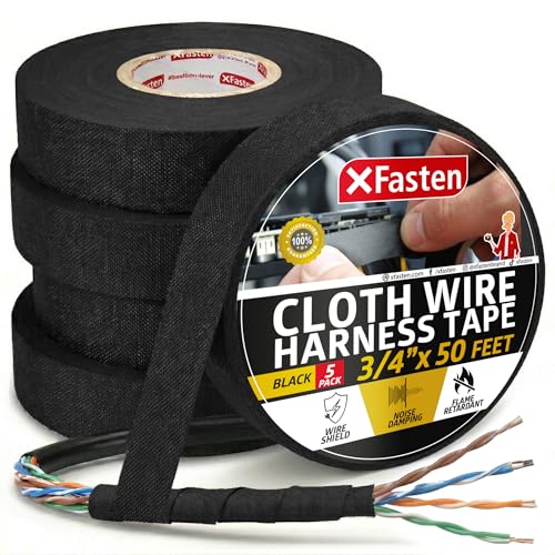 XFasten Wire Harness Tape, 3/4-Inch x 50-Foot (5-Pack), High - Product Imagery