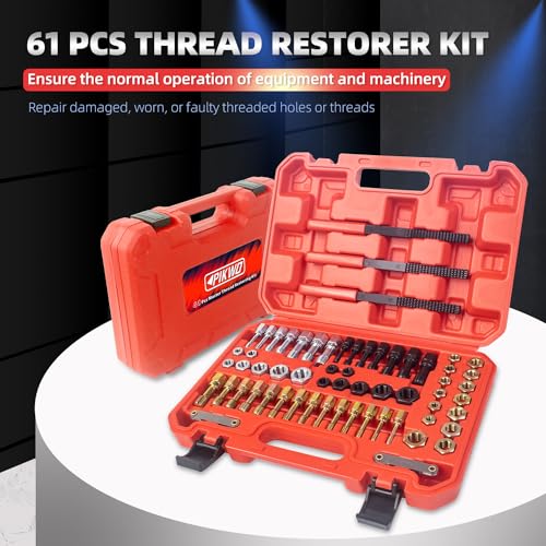 61Pcs Thread Chaser Repair Kit, Rethread Repair Tool, UNC UNF & - Product Imagery