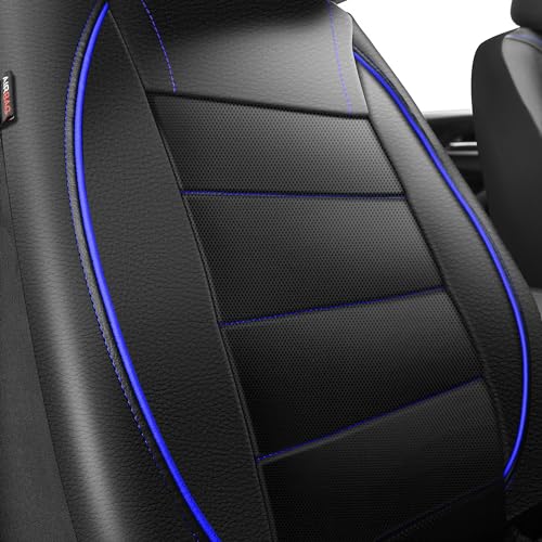 CAR PASS Universal FIT Piping Leather Two Front Seat Covers, - Product Imagery