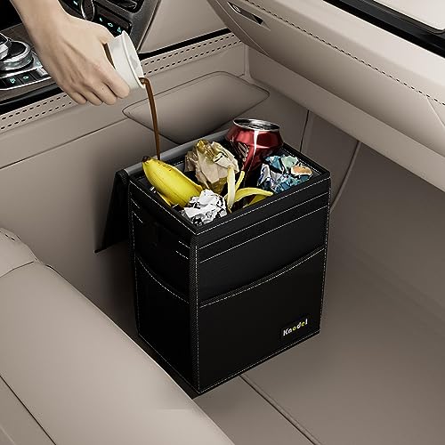 K KNODEL 2 Gallon Black Leak-Proof Waterproof Car Trash Can with - Product Imagery