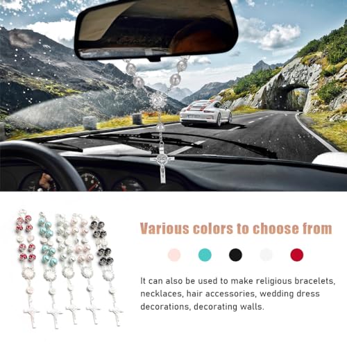Ohleats Car Rosary for Rearview Mirror, Cross Blessing Pendant, - Product Imagery