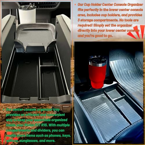 2Pcs Center Console Organizer for 2022-2026 Rivian R1S R1T - Product Imagery