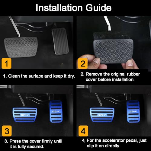 Auto Aluminum Pedal Covers Set for Honda CRV 2017-2025 No Drill - Product Imagery