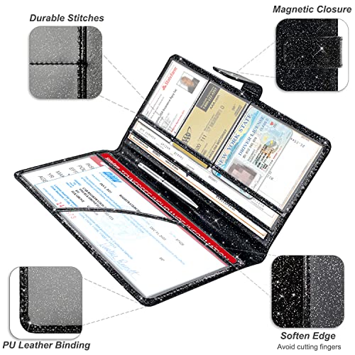 RSAquar Car Registration and Insurance Holder, Black Glitter - Product Imagery