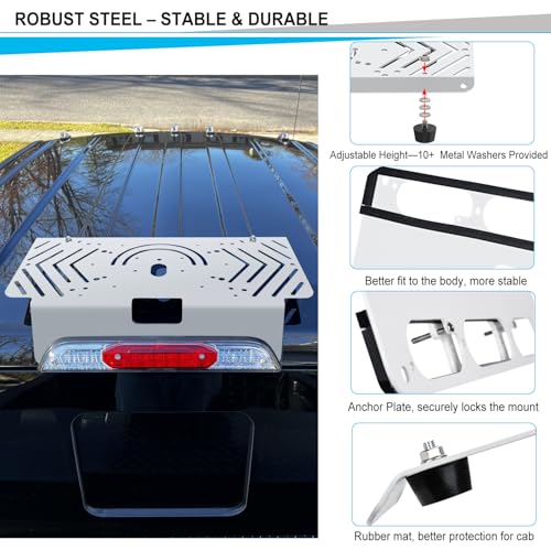 TOPOWN White Metal Drill-Free Light Bar Cab Mount for Ford F-150 - Product Imagery