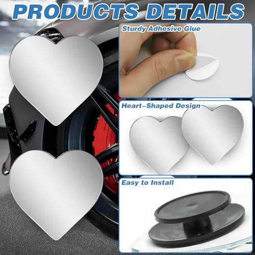 2Pcs Cars Heart Shaped Blind Spot Mirrors Car Side Mirror - Product Imagery