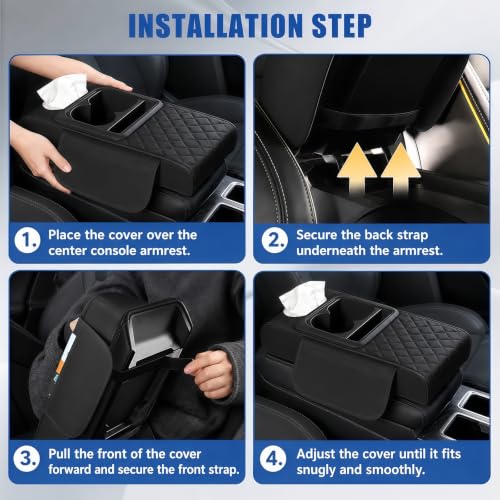 Upgraded 5 in 1 Car Center Console Cover, Leather Car Armrest - Product Imagery