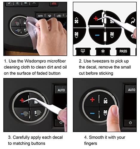 Wisdompro 3 Pack AC Dash Button Repair Decal Stickers for 07-14 - Product Imagery