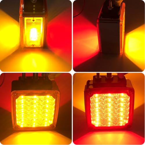LED Pedestal Lights Amber/Red Double Face 39 LED Turn Signal - Product Imagery
