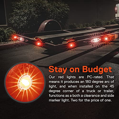 TRUE MODS 10pc 3/4" Inch Red Round LED Trailer Clearance Marker - Product Imagery