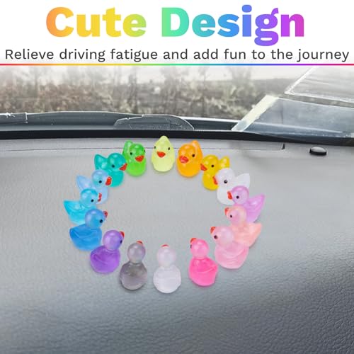 16 PCS Cute Duck Rearview Mirror Accessories, Luminous Ducks for - Product Imagery