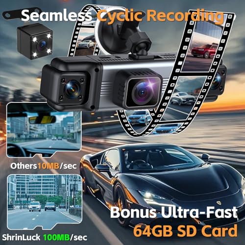 4 Channel 360° Dash Cam Front and Rear Inside Left & Right, Free - Product Imagery