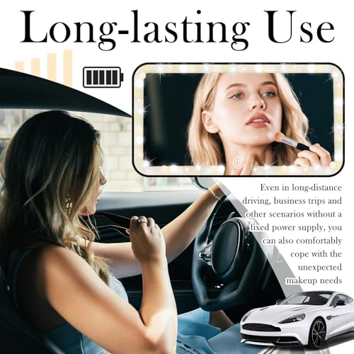 Car Vanity Mirror with Lights & Rechargeable Design,Touchable - Product Imagery