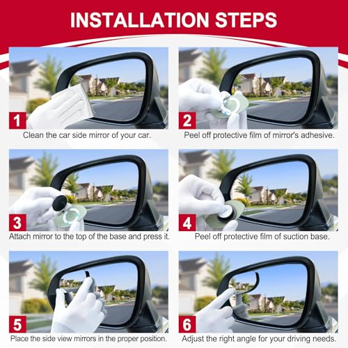 LivTee Blind Spot Mirrors, HD Glass Frameless Convex Rear View - Product Imagery