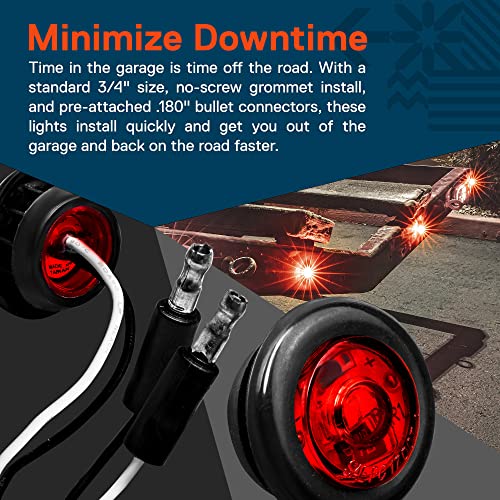 TRUE MODS 10pc 3/4" Inch Red Round LED Trailer Clearance Marker - Product Imagery