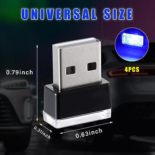 Augeny 4 PCS USB LED Car Interior Atmosphere Lamp, Plug-in USB - Product Imagery