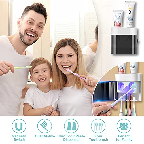 GFWARE Toothbrush Holder Toothpaste Dispenser Wall Mounted with - Product Imagery
