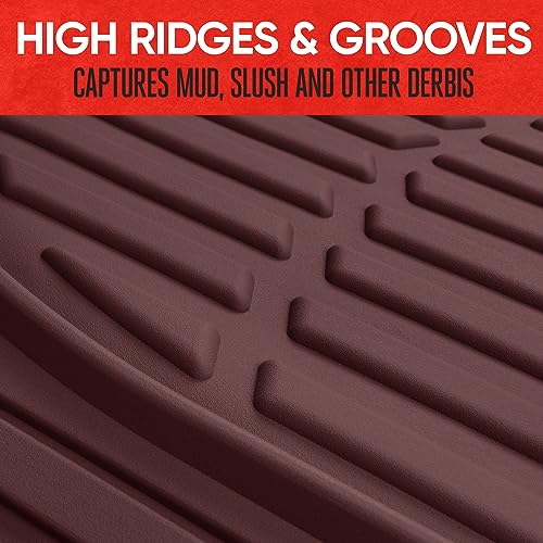 Motor Trend FlexTough Floor Mats for Cars, Burgundy Deep Dish - Product Imagery