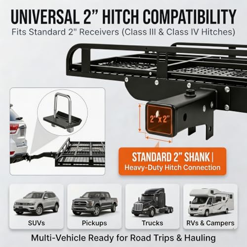 52"x30"x6" Hitch Mount Cargo Carrier with Foldable Ramp,800 LBS - Product Imagery