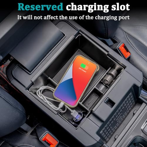 TOPINSTALL Black Deep Center Console Tray for 2020-2026 Ford - Product Imagery