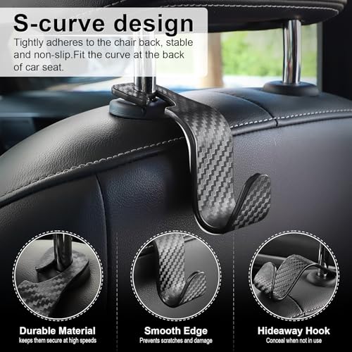 LivTee Car Purse Hook, 4 Pack Universal Auto Seat Headrest Hook - Product Imagery