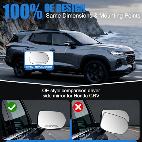 Passenger Side Mirror Replacement Glass with Backing Plate for - Product Imagery