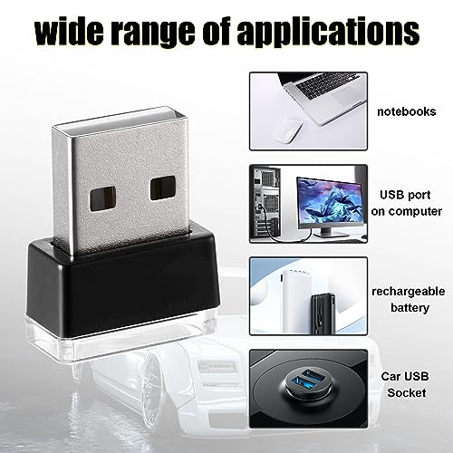 Ziciner 4 PCS USB LED Car Interior Atmosphere Lamp, Portable - Product Imagery