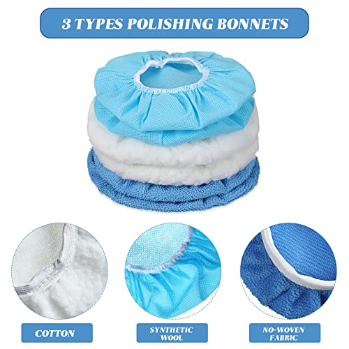 Mudder 20 Pcs 3-4 Inch Car Orbital Buffer Pads Polisher Bonnet, - Product Imagery