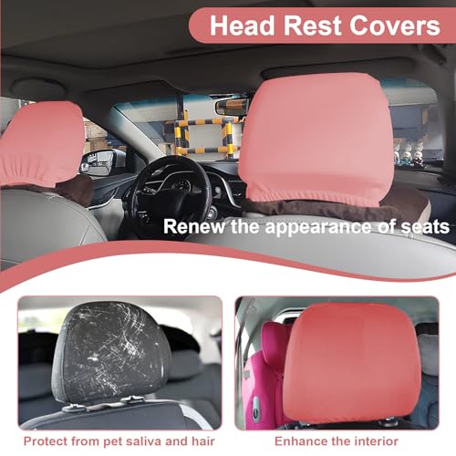 BFXM 2Pcs Car Seat Headrest Cover, Pink Flexible Car Headrest - Product Imagery