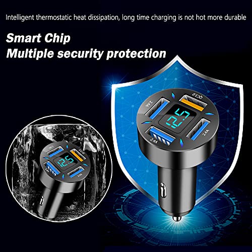 66W Fast USB Car Charger Fast Charge with Voltmeter LED Light - Product Imagery