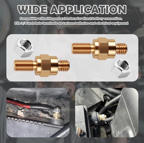 2 Set Side Post Battery Terminal Extender Bolts with - Product Imagery