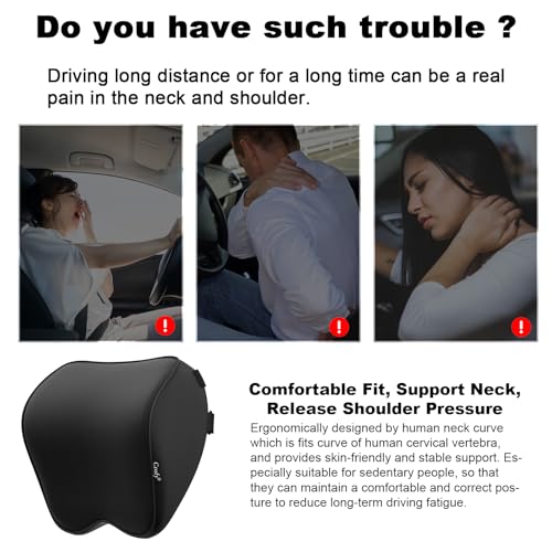 Crofy 2-Pack Car Neck Pillow, Headrest Pillow with Adjustable - Product Imagery