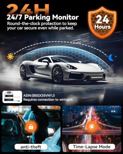 4K Dash Cam Front and Rear, Full HD 3 Channel Dashcam, Free - Product Imagery