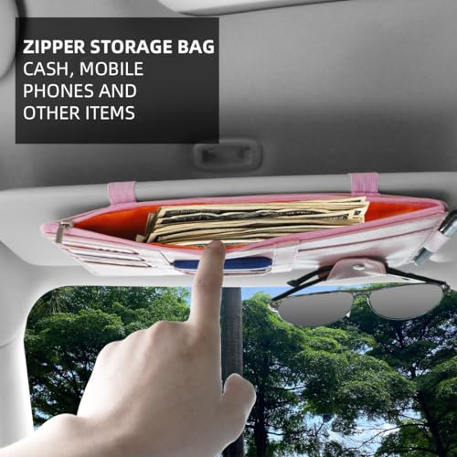 Pink Car Sun Visor Organizer, Car Interior Storage Accessory for - Product Imagery