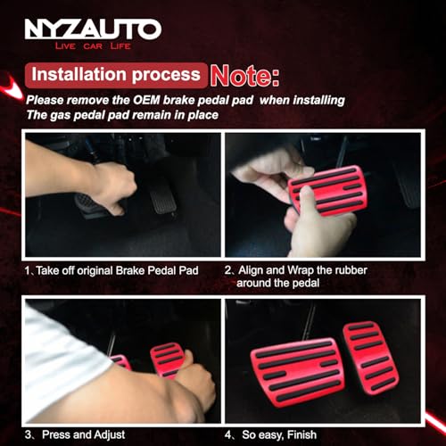 NYZAUTO Anti-Slip Performance Foot Pedal Pads kit Compatible - Product Imagery