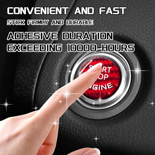 Car Push Start Button Cover Carbon Fiber Engine Push Start Stop - Product Imagery