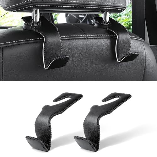 LivTee Black Superior Leather Car Seat Back Headrest Hook, Auto - Product Imagery