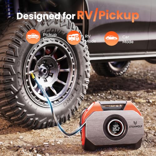 ETENWOLF VORTEX S6 Tire Inflator Portable Air Compressor, - Product Imagery