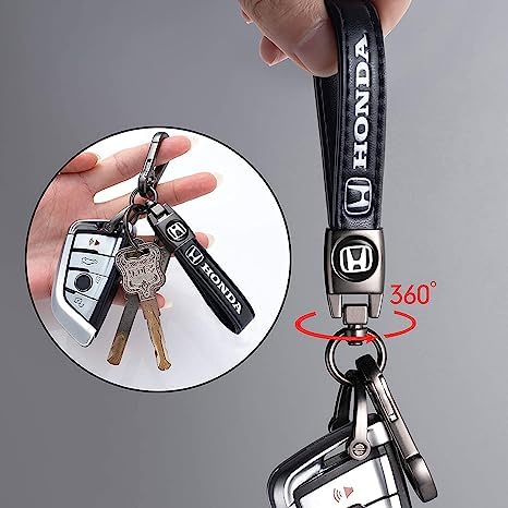 Leather car Keychain Set for Honda Accord Civic Fit CRV Pilot EX - Product Imagery