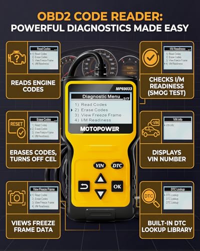 MOTOPOWER MP69033 Car OBD2 Scanner Code Reader Engine Fault - Product Imagery