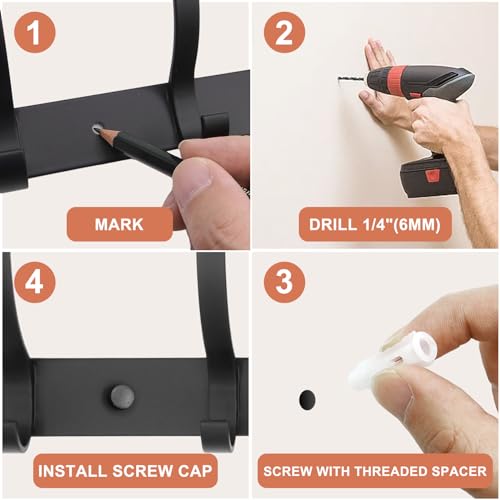Coat Rack Wall Mounted,6 Coat Hooks for Hanging Coats,Metal - Product Imagery