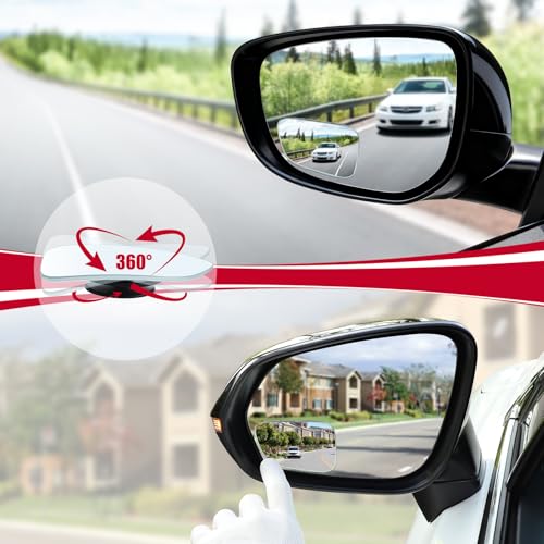 LivTee Blind Spot Car Mirror, HD Glass Frameless Convex Side - Product Imagery