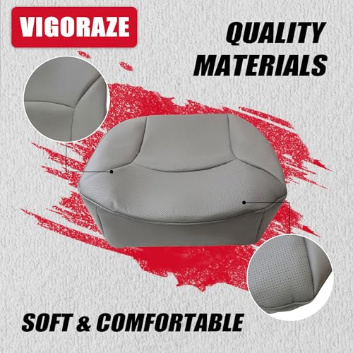 Driver Bottom Leather Perforated AC Replacement Seat Cover Gray - Product Imagery